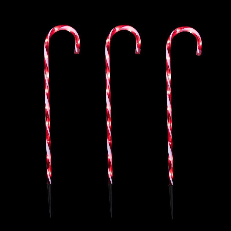 Northlight Set of 3 Red and White Twinkle Candy Cane Pathway Markers 26", 3 of 6