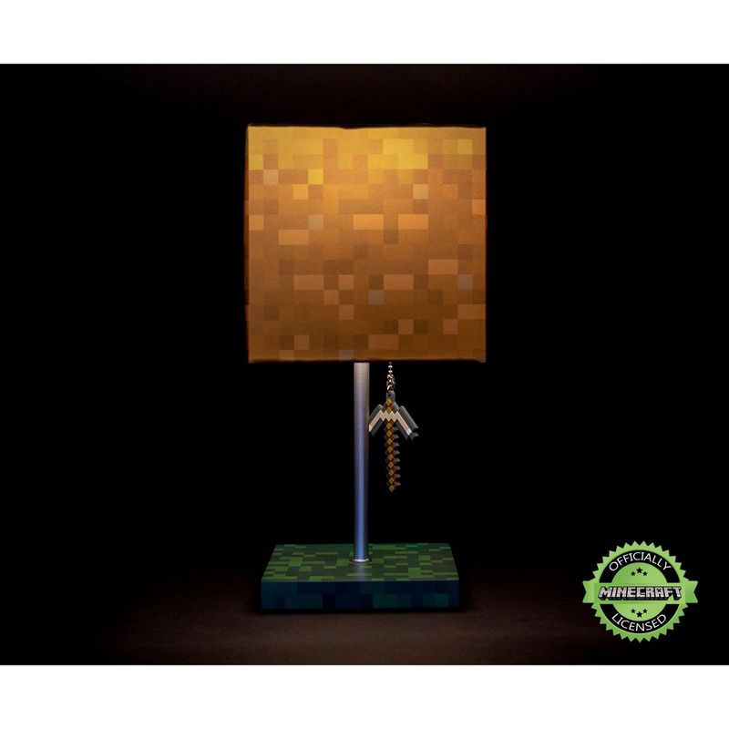 Ukonic Minecraft Grass Block Desk Lamp With Pickaxe 3D Puller | 14 Inches Tall, 2 of 7