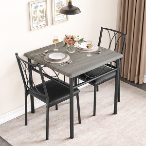 Dining Table Set for 2, Dining Room Table Set with 2 Chairs, Kitchen Rectangular Table Set for Small Space, Apartment, Retro Gray - 1 of 4