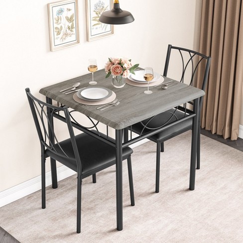 Dining Table Set, 3 Piece Dining Room Table Set with 2 Chairs, Kitchen Rectangular Table Set for Small Space, Apartment, Retro Gray - image 1 of 4