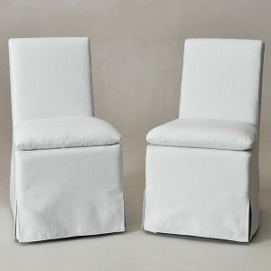 KINWELL Performance Fabric Slipcover Dining Chair Side Chair With Casters, Set of 2 - 1 of 4