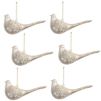 Sullivans Set of 6 Beaded Bird Ornament Kit 3.5"H Gold