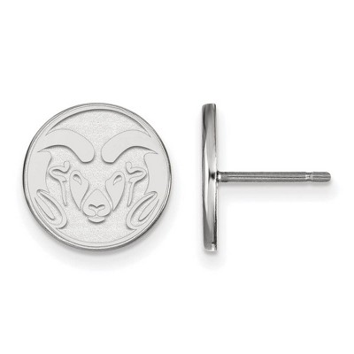 Black Bow Jewelry 14k White Gold Colorado State Rams NCAA Post Earrings