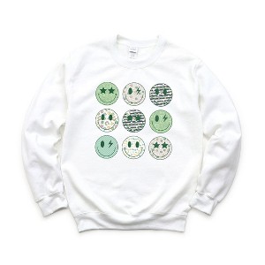 Simply Sage Market Women's Graphic Sweatshirt St. Patrick's Smiley Chart - 1 of 3