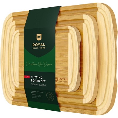 Royal Craft Wood Bamboo Cutting Boards with Juice Groove