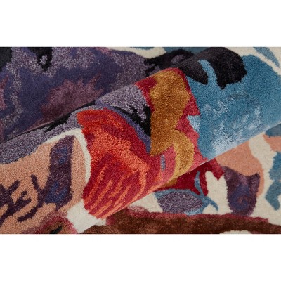 Handmade Red Floral Wool and Viscose Accent Rug 2' x 3'