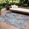 Navy Blue And Sky Blue Floral Washable Indoor Outdoor Area Rug - 2 of 4