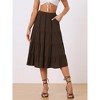 INSPIRE CHIC Women's Midi Solid Elastic Waist Flare Tiered A-Line Skirt with Pockets - 3 of 4