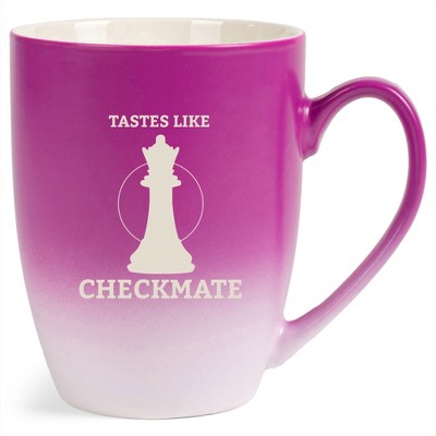 100 North Queen Chess Piece 10 Ounce Pink and White Two Toned Ombre, Comfortably Fits Your Hands, Ceramic Tea Coffee Cup Mug, Tastes Like Checkmate