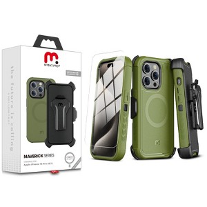 MyBat Pro Maverick Series MagSafe Case w/ Holster and Tempered Glass for Apple iPhone 15 Pro (6.1) - Grey - 1 of 4