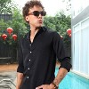 Campus Sutra Men Men's Onyx Black Abstract-Textured Shirt - 2 of 4