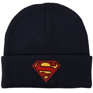 Superman SShield Logo Royal Knit Beanie for Men and Women, Navy - 1 of 4