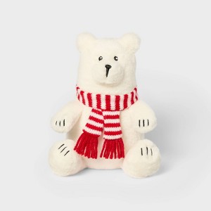 7" Polar Bear with Scarf Stuffed Animal - Gigglescape™: Holiday Theme, 1 Year+ - 1 of 3