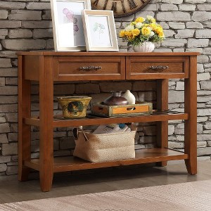 LIVAREEmlen Console Sofa Table with 2 Storage Drawers and 2 Tiers Shelves for Living Room Furniture Kitchen Dining Room Entryway Hallway - 1 of 4