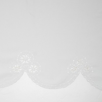 White Lace Trim Sheer Polyester Kitchen Curtain Set 58" x 24"
