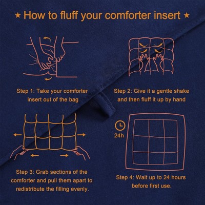 Aeelleea Queen Down Alternative Comforter Duvet Insert, All Season Reversible Quilted Bedding with Corner Tabs, Breathable, Ultra-Soft,Navy Blue — фото 6
