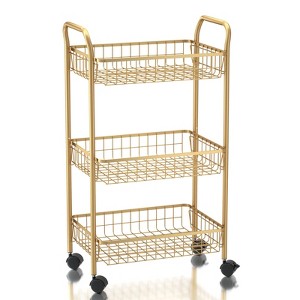 Dcolora 3 Tier Rolling Utility Cart Metal Storage Trolley Service Cart ...