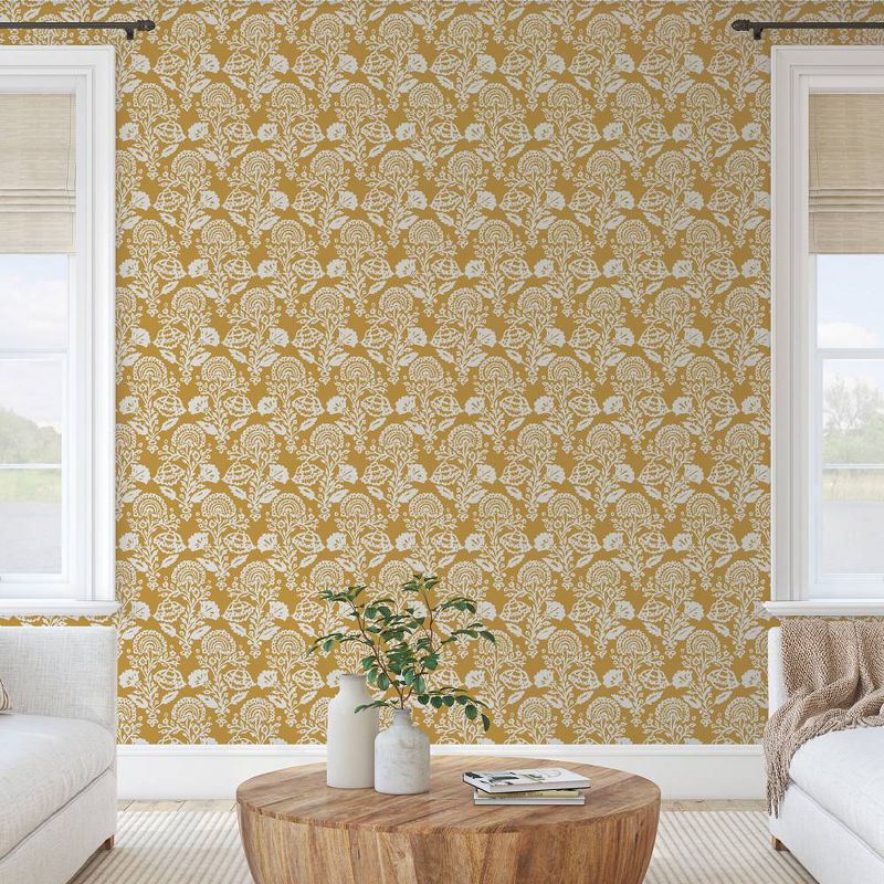 Tempaper Peel and Stick Wallpaper Floral Damask Ochre, 5 of 7