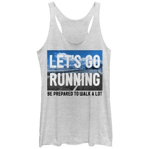 Women's CHIN UP Let's Go Running and Walk a Lot Racerback Tank Top - 1 of 3