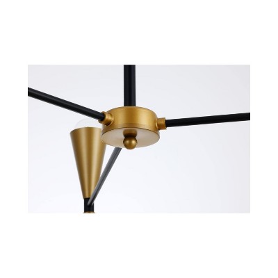 Modern Black and Brass Adjustable Iron Six-Light Pendant