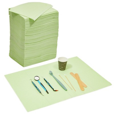 Stockroom Plus 125 Pack Dental Bibs, Disposable Water Resistant Dentist Napkin for Tattoo Piercing Supplies, 13 x 18 inch, Green