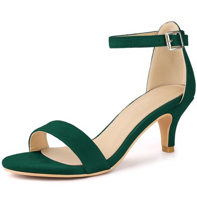 BLISSFUL STEP Women's Open Toe Ankle Strap Kitten Heels Sandals
