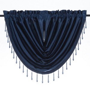 Kate Aurora Ultra Lux Faux Silk Regency Crinkle Rod Pocket Semi Sheer Crystal Beaded Window Valance - 1 of 4