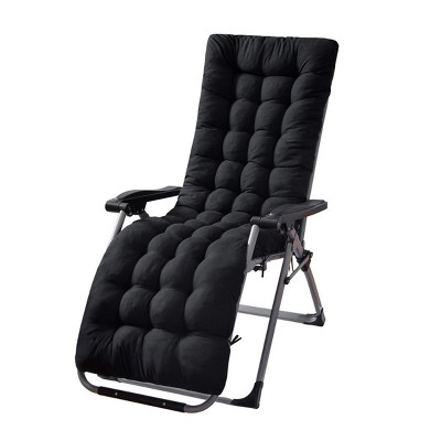 YEERSWAG 67" x 21" Non-Slip Lounge Chaise Chair Cushion Rocking Chair Padded Sofa Mat with Ties Black
