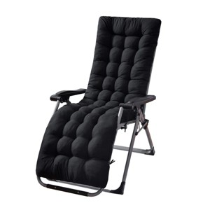 YEERSWAG 67" x 21" Non-Slip Lounge Chaise Chair Cushion Rocking Chair Padded Sofa Mat with Ties Black - 1 of 4