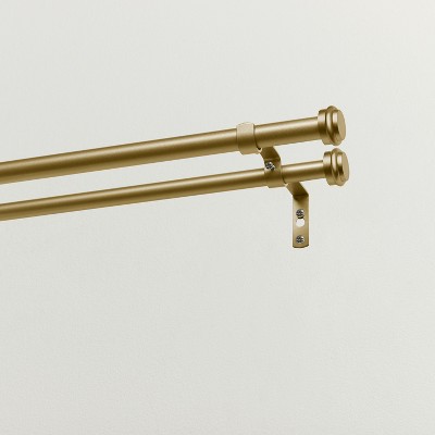 Gold Adjustable Double Curtain Rod Set with Finials, 36"-72"