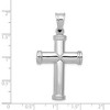 Black Bow Jewelry Men's 14k White Gold Hollow 3D Polished Cross Pendant - 3 of 4