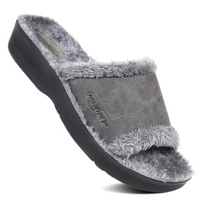 Aerothotic - Aspen Fuzzy Strap Ladies Arch Support Slides - 1 of 4