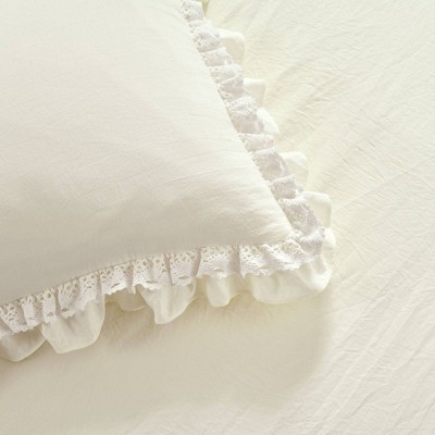 Lush Decor 3pc King Ella Lace Ruffle Bedspread Set Ivory - Lush Décor: Elegant Polyester Bedding, Plain Weave, Lightweight — фото 4