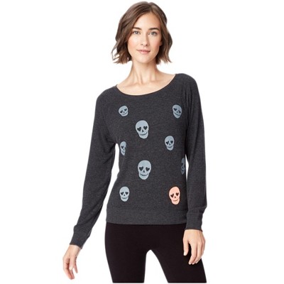 Aeropostale Womens Skull Boat-Neck Sweatshirt
