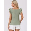 INSPIRE CHIC Women's Summer Gingham Square Neck Ruffle Sleeve Blouse - 4 of 4