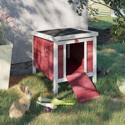 17'' Rabbit Hutch Bunny Cage Outdoor Small Animal House for Guinea Pig,Duck,Puppy with Waterproof Roof And Ramp–LAOTIES