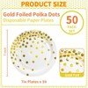 DYLIVeS White and Gold Paper Plates,7 inch Metallic Foil Polka Dots Disposable Dessert Party Plates Cocktail Party Supplies Plates for Birthday... - 2 of 4
