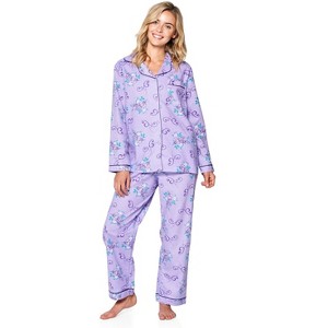 Casual Nights Women's Flannel Long Sleeve Button Down Pajama Set - 1 of 4