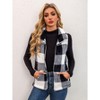 Coolmee Fuzzy Fleece Vest For Women Plaid Sleeveless Jacket with Pockets Warm Fluffy Zip Up Outerwear Coats - 4 of 4