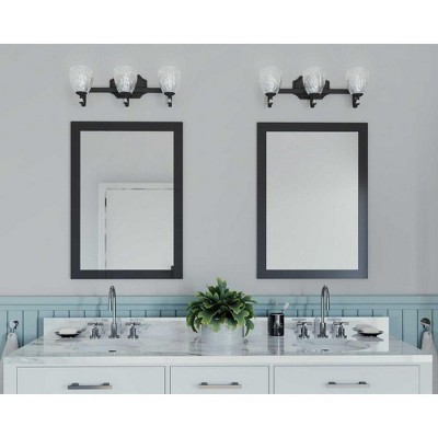 Anjoux Antique Bronze 3-Light Bath Vanity Fixture with Clear Water Glass Shades