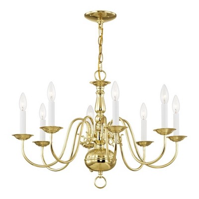 Colonial Elegance 8-Light Polished Brass Chandelier