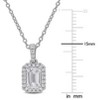 EVERLY JEWELRY | Sterling Silver 1 CT TGW Emerald and Round-Cut Lab-Grown Diamond Halo Pendant with Chain, 17-inch - 3 of 4