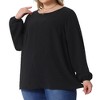 Agnes Orinda Women's Plus Size Dressy Swiss Dots Long Sleeve Round Neck Casual Blouses - 2 of 4