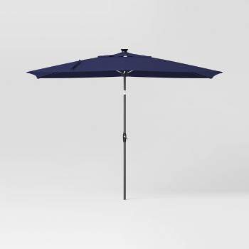 6'x10' Rectangular Solar Outdoor Patio Market Umbrella with Black Pole - Threshold™