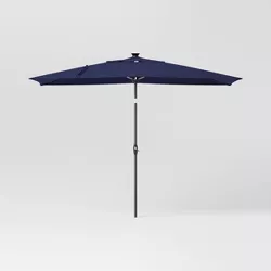10'x6' Rectangular Solar Market Patio Umbrella - Black Pole - Threshold™