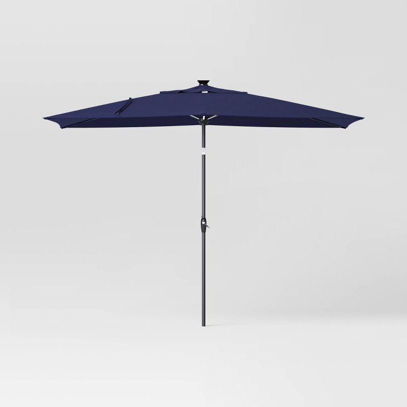 6'x10' Rectangular Solar Outdoor Patio Market Umbrella with Black Pole - Threshold™, 1 of 8