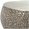 Olivia & May Aluminum Abstract Oval Coffee Table with Open Lattice Work Silver - 3 of 4