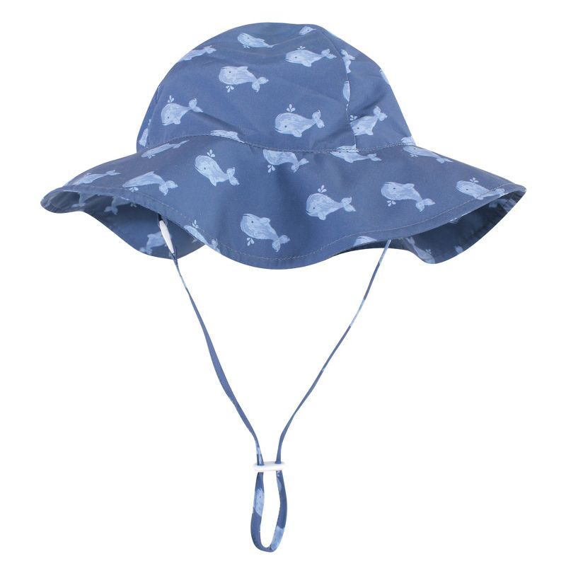Hudson Baby Infant and Toddler Boy Sun Protection Hat, Dark Blue Whale, 1 of 4