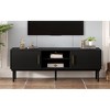 Chic Crate-Multi-Functional Media Console – Vertical Sliding Door TV Stand w/ Solid Wood Legs & Striped Design, Space-Saving Multi-Use Furniture - 3 of 4