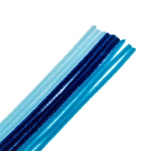 John Bead Fluffy Pipe Cleaners Chenille Stems for Art School Craft Supplies, 12in x 6mm Blue Mix 100 Pieces - 1 of 3